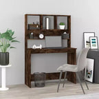 Scrivania in legno ingegnerizzato grigio cemento, 102,1 x 45 x 148,1 cm