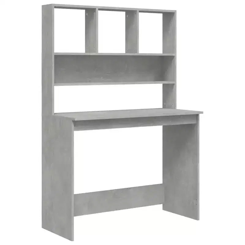 Concrete Grey Engineered Wood Desk, 40.2 x 17.7 x 58.3 Inches