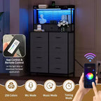 Cassettiera Intelligente con 11 Cassetti in Tessuto, Stazione di Ricarica e Luci LED RGB