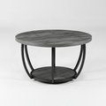Modern Round 2-Tier Coffee Table with Open Storage and Metal Frame
