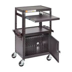 ECR4Kids Mobile AV Presentation Media Stand and 12-Bay Charging Cart, Technology Trolley, Black