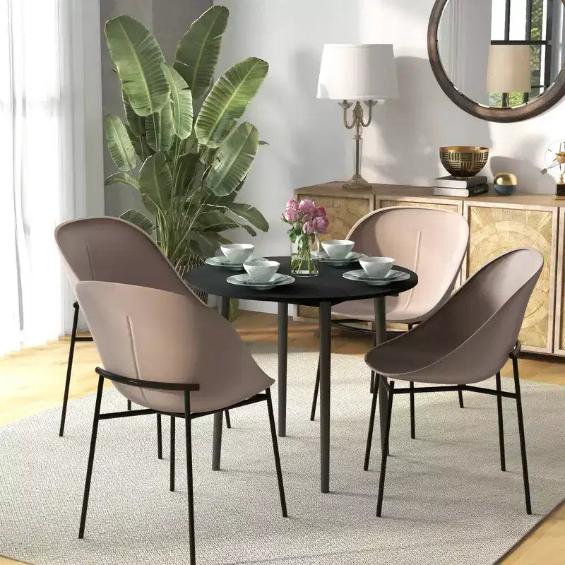 Folding Round Dining Table with Drop Leaf and Wooden Legs for Small Spaces