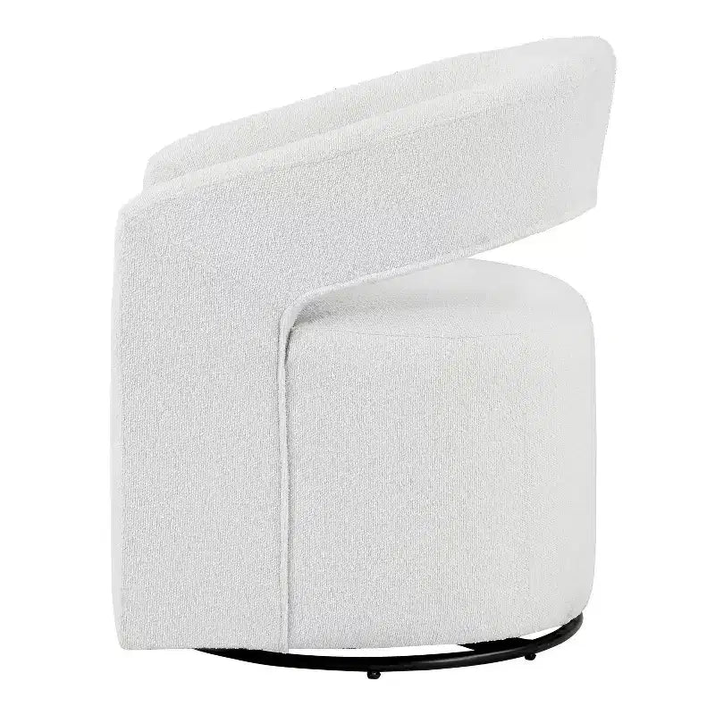 Modern Boucle Upholstered Swivel Barrel Chair with Open Back