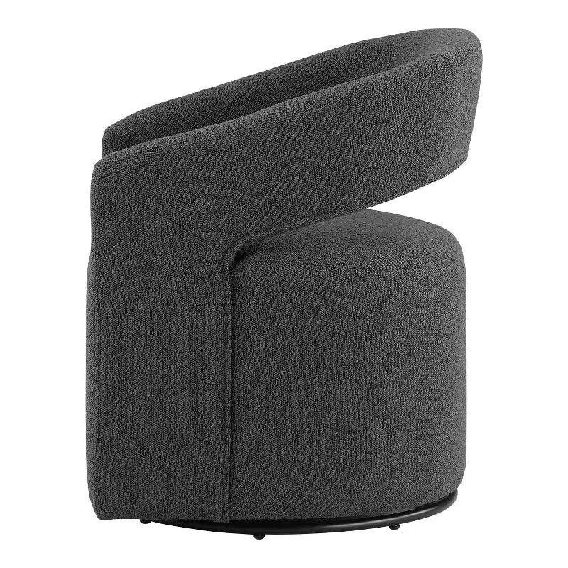 Modern Boucle Upholstered Swivel Barrel Chair with Open Back