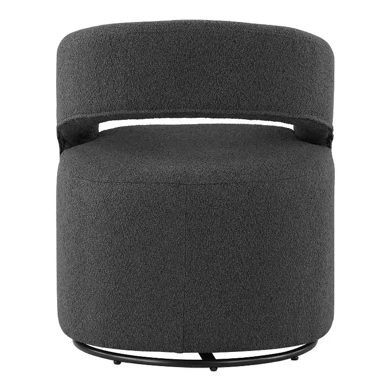 Modern Boucle Upholstered Swivel Barrel Chair with Open Back