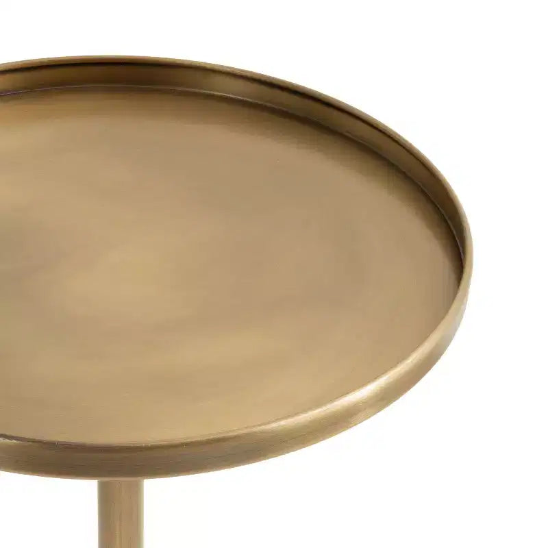 Tira Round Side Table with Antique Brass Finish