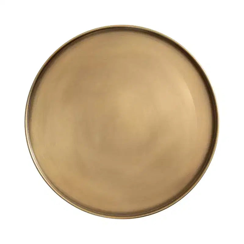 Tira Round Side Table with Antique Brass Finish