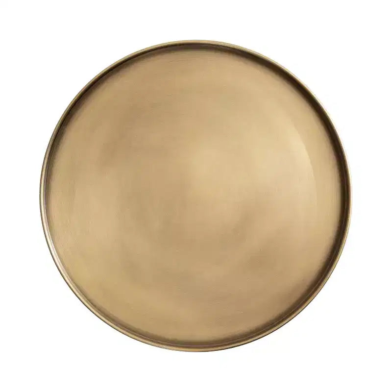 Tira Round Side Table with Antique Brass Finish