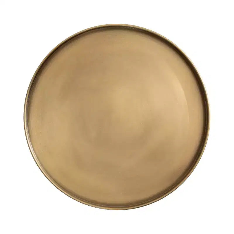Tira Round Side Table with Antique Brass Finish