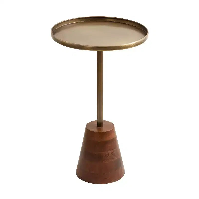 Tira Round Side Table with Antique Brass Finish